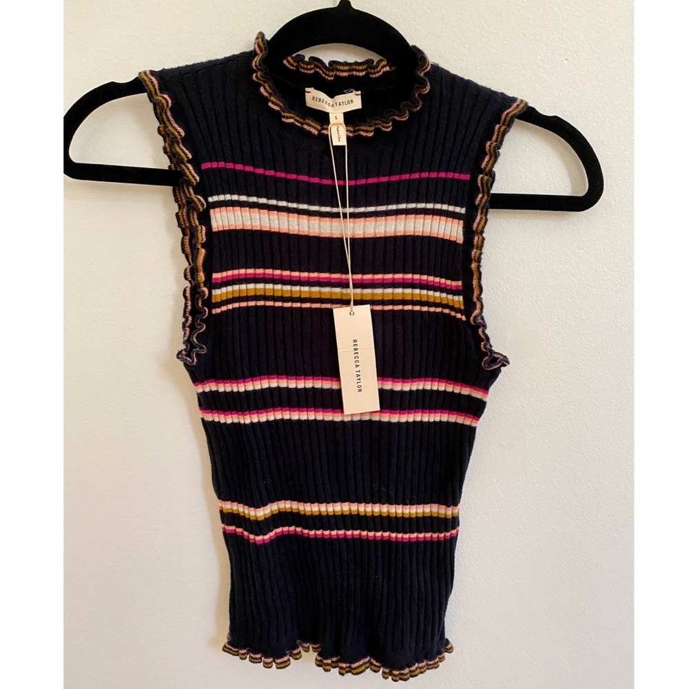 Rebecca Taylor Ribbed Knit Top Size Small